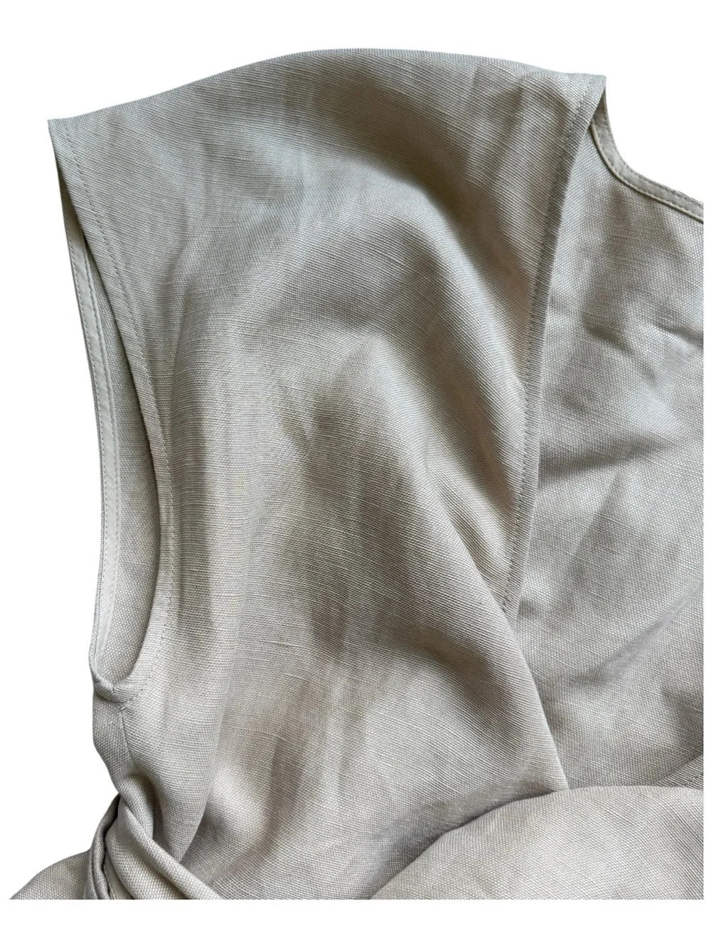 Wilfred by Aritzia Linen Wrap Jumpsuit Tie Waist Wide Leg 10 Beige Minimalist